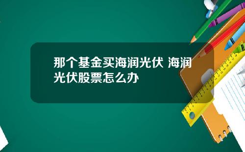 那个基金买海润光伏 海润光伏股票怎么办