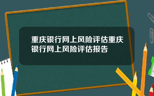 重庆银行网上风险评估重庆银行网上风险评估报告