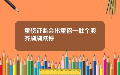重磅证监会出重招一批个股齐刷刷跌停