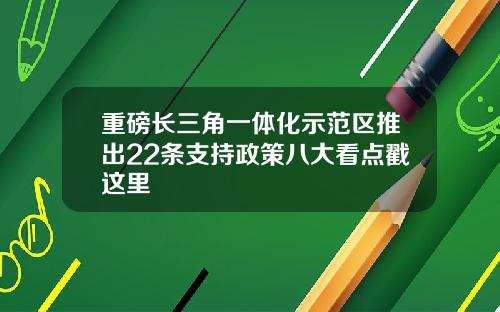 重磅长三角一体化示范区推出22条支持政策八大看点戳这里