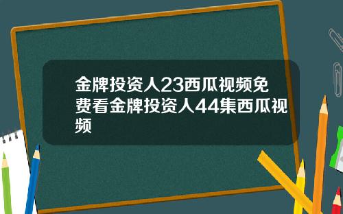 金牌投资人23西瓜视频免费看金牌投资人44集西瓜视频