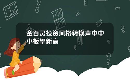 金百灵投资风格转换声中中小板望新高