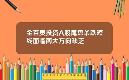 金百灵投资A股尾盘杀跌短线面临两大方向缺乏