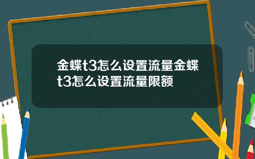 金蝶t3怎么设置流量金蝶t3怎么设置流量限额