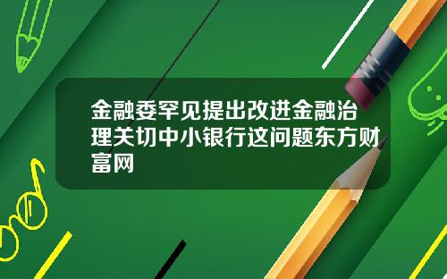 金融委罕见提出改进金融治理关切中小银行这问题东方财富网