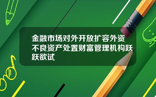 金融市场对外开放扩容外资不良资产处置财富管理机构跃跃欲试