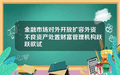 金融市场对外开放扩容外资不良资产处置财富管理机构跃跃欲试