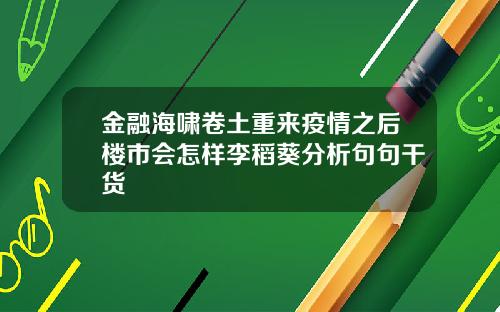 金融海啸卷土重来疫情之后楼市会怎样李稻葵分析句句干货