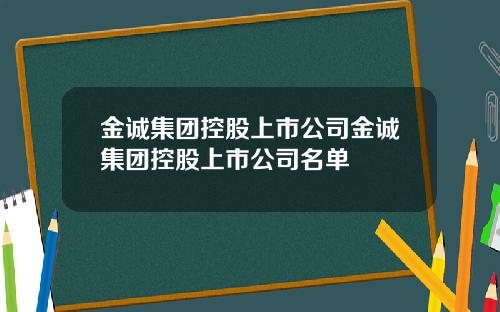 金诚集团控股上市公司金诚集团控股上市公司名单