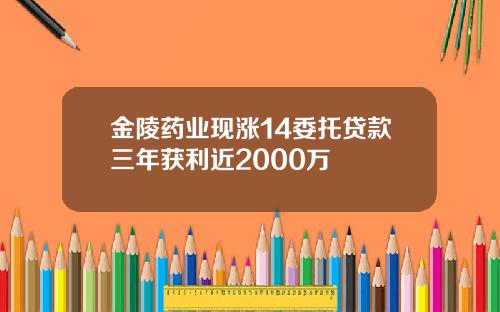 金陵药业现涨14委托贷款三年获利近2000万