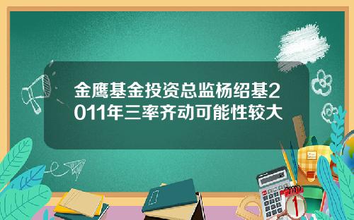 金鹰基金投资总监杨绍基2011年三率齐动可能性较大