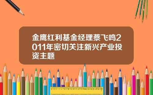 金鹰红利基金经理蔡飞鸣2011年密切关注新兴产业投资主题