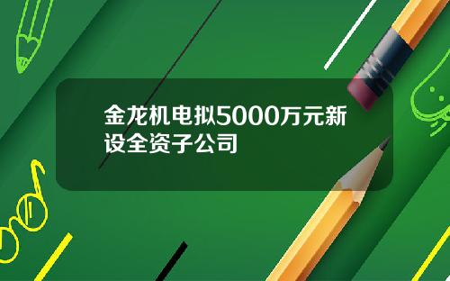 金龙机电拟5000万元新设全资子公司