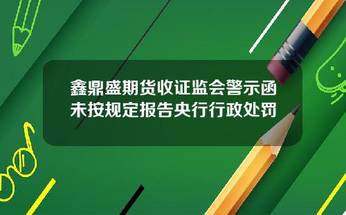 鑫鼎盛期货收证监会警示函未按规定报告央行行政处罚