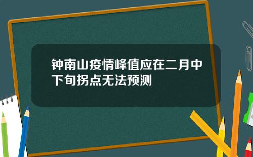 钟南山疫情峰值应在二月中下旬拐点无法预测