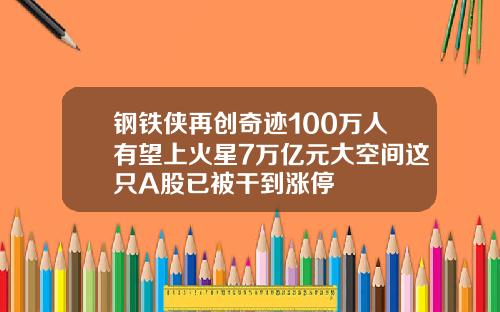 钢铁侠再创奇迹100万人有望上火星7万亿元大空间这只A股已被干到涨停