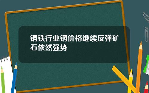钢铁行业钢价格继续反弹矿石依然强势