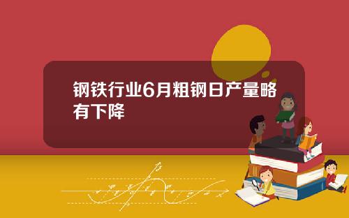 钢铁行业6月粗钢日产量略有下降