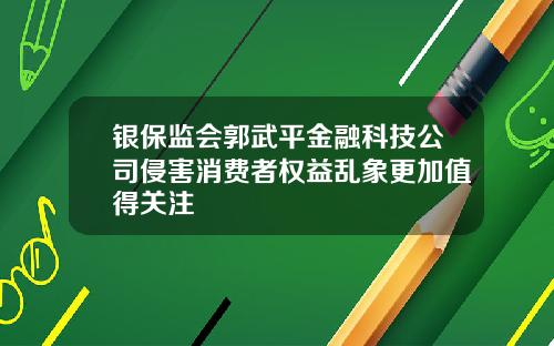 银保监会郭武平金融科技公司侵害消费者权益乱象更加值得关注