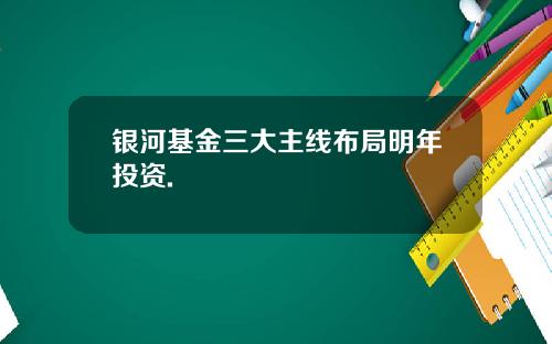 银河基金三大主线布局明年投资.