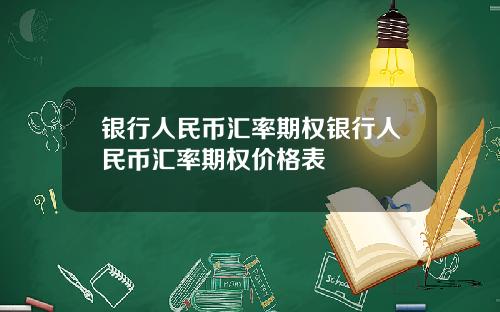 银行人民币汇率期权银行人民币汇率期权价格表