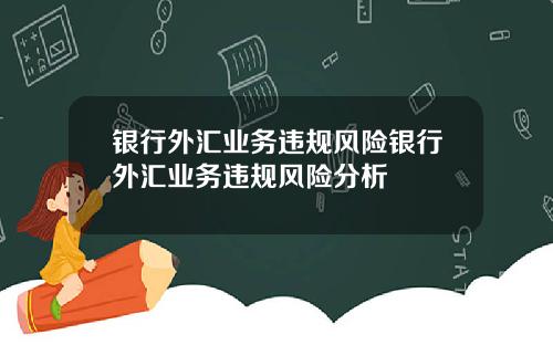 银行外汇业务违规风险银行外汇业务违规风险分析