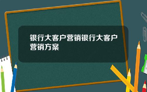 银行大客户营销银行大客户营销方案