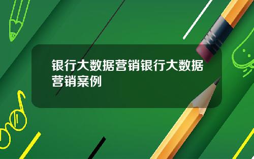 银行大数据营销银行大数据营销案例