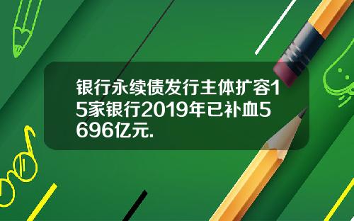 银行永续债发行主体扩容15家银行2019年已补血5696亿元.