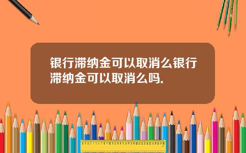 银行滞纳金可以取消么银行滞纳金可以取消么吗.