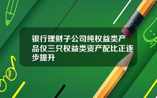 银行理财子公司纯权益类产品仅三只权益类资产配比正逐步提升