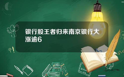 银行股王者归来南京银行大涨逾6