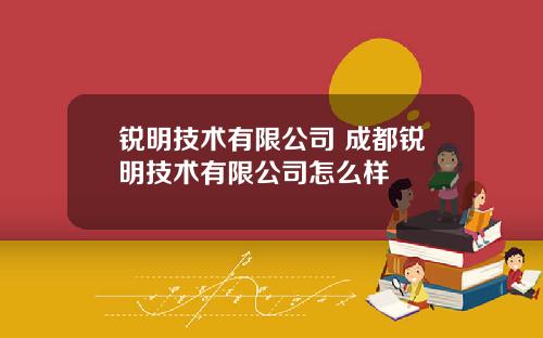 锐明技术有限公司 成都锐明技术有限公司怎么样