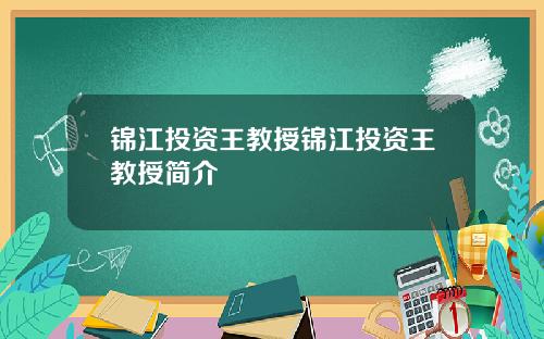 锦江投资王教授锦江投资王教授简介