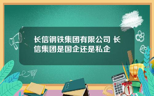 长信钢铁集团有限公司 长信集团是国企还是私企