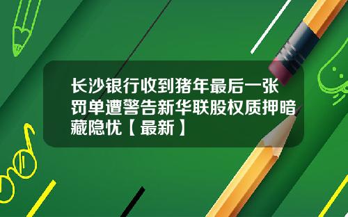 长沙银行收到猪年最后一张罚单遭警告新华联股权质押暗藏隐忧【最新】
