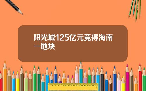 阳光城125亿元竞得海南一地块