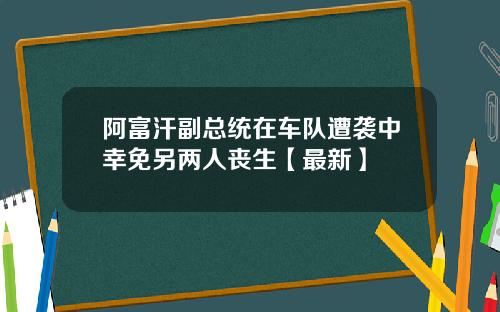 阿富汗副总统在车队遭袭中幸免另两人丧生【最新】