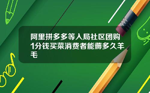 阿里拼多多等入局社区团购1分钱买菜消费者能薅多久羊毛