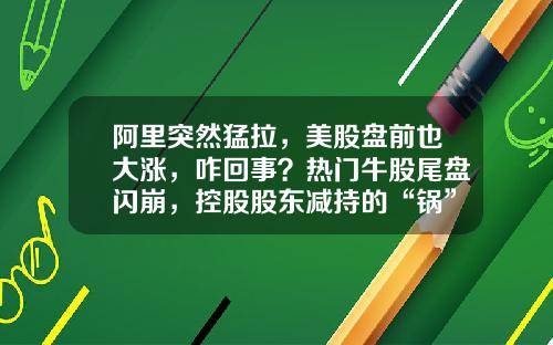 阿里突然猛拉，美股盘前也大涨，咋回事？热门牛股尾盘闪崩，控股股东减持的“锅”？-阿里巴巴公司股价