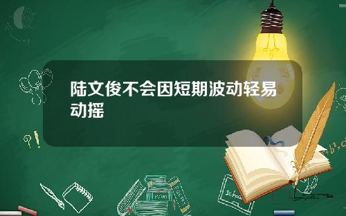 陆文俊不会因短期波动轻易动摇