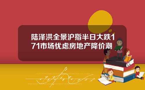 陆泽洪全景沪指半日大跌171市场忧虑房地产降价潮