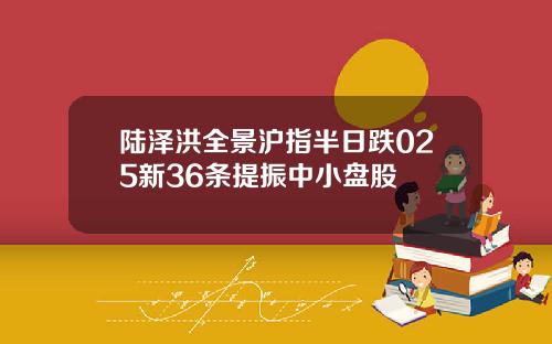 陆泽洪全景沪指半日跌025新36条提振中小盘股