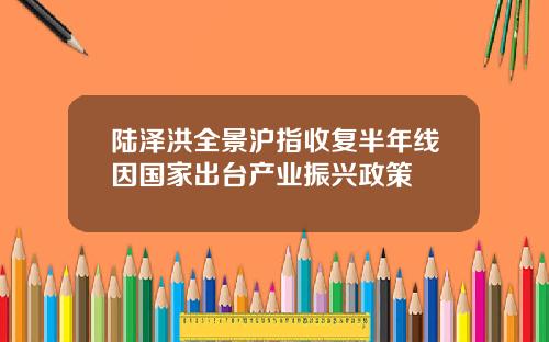 陆泽洪全景沪指收复半年线因国家出台产业振兴政策