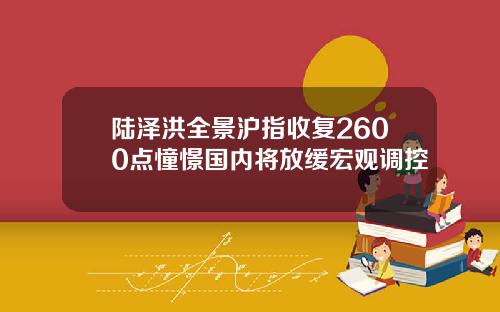 陆泽洪全景沪指收复2600点憧憬国内将放缓宏观调控
