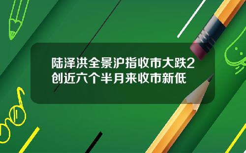 陆泽洪全景沪指收市大跌2创近六个半月来收市新低