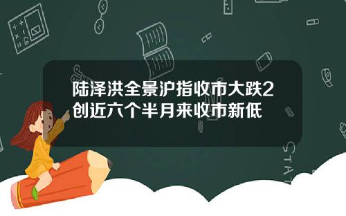 陆泽洪全景沪指收市大跌2创近六个半月来收市新低