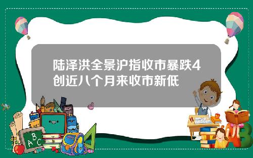 陆泽洪全景沪指收市暴跌4创近八个月来收市新低