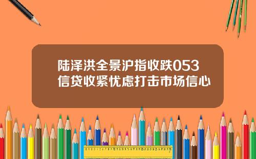 陆泽洪全景沪指收跌053信贷收紧忧虑打击市场信心