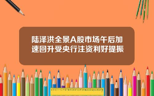 陆泽洪全景A股市场午后加速回升受央行注资利好提振